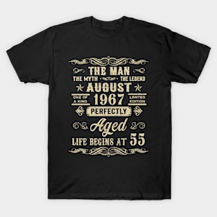 55th Birthday The Man Myth Legend August 1967 T-Shirt